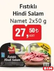 NAMET FISTIKLI HİNDİ SALAM 2X50 G